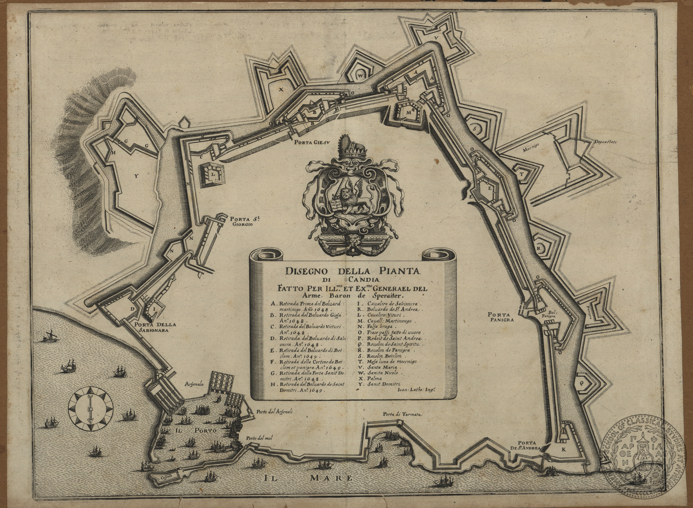 Disegno della pianta di Candia fatto per Ill.mo et Ex.mo Generael [sic] de Arme, Baron de Speraiter.